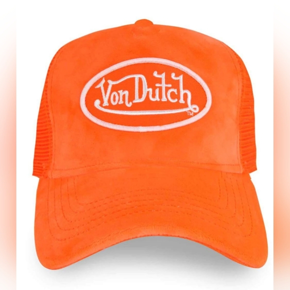 Von Dutch Orange Velvet Trucker Hat - Picture 3 of 12